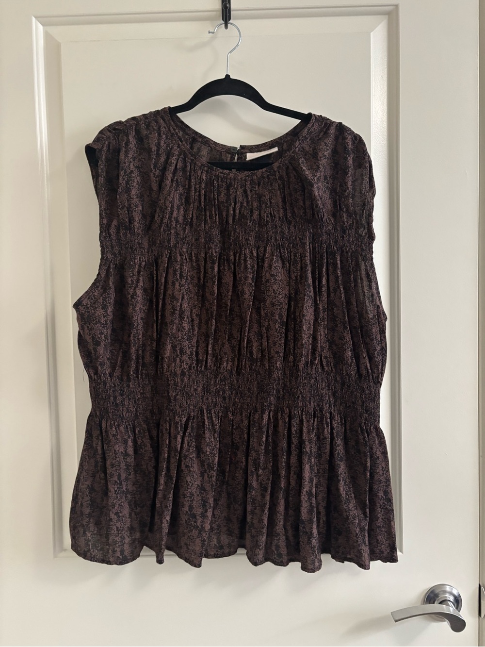 Universal Thread Dark Brown Printed Sleeveless Peplum Top